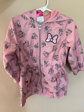 Disney Pink Minnie Mouse Hooded Raincoat with Bow Patch
